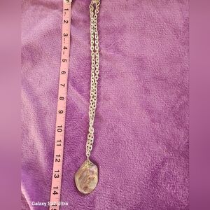 Elegant Silver Chain Necklace With Genuine Abalone Shell Pendant